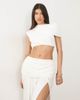 Wanderdoll Wanderdoll Athena sculpting second skin high neck draped crop top in white - part of a set - 4