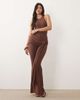 Wanderdoll Wanderdoll Bella sculpting second skin knot side draped detailing wide leg pants in chocolate - part of a set-Brown - 1