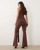 Wanderdoll Wanderdoll Bella sculpting second skin knot side draped detailing wide leg pants in chocolate - part of a set-Brown - 3