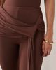 Wanderdoll Wanderdoll Bella sculpting second skin knot side draped detailing wide leg pants in chocolate - part of a set-Brown - 4