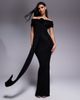 Wanderdoll Wanderdoll Belle sculpting second skin bardot drape detail bodycon maxi dress in black - 1
