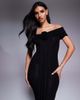 Wanderdoll Wanderdoll Belle sculpting second skin bardot drape detail bodycon maxi dress in black - 4