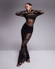 Wanderdoll Wanderdoll Britney high neck lace bodysuit and drape detail maxi skirt set in black - 1