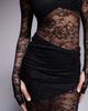 Wanderdoll Wanderdoll Britney high neck lace bodysuit and drape detail maxi skirt set in black - 3