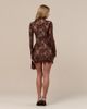 Wanderdoll Wanderdoll Cece lace high neck drape waist detail mini dress in chocolate-Brown - 4