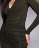 Wanderdoll Wanderdoll Drew sculpting second skin shoulder pad detail plunge neck ruched maxi dress in khaki-Green - 3