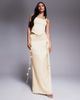 Wanderdoll Wanderdoll Esmerelda premium satin drape flower detail maxi skirt in lemon - part of a set-Yellow - 1