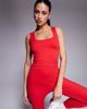 Wanderdoll Wanderdoll Everyday exclusive elevated premium square neck active top in red - part of a set - 1