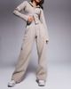 Wanderdoll Wanderdoll Everyday heavyweight fleece back wide leg sweatpants in mocha - part of a set-Brown - 4