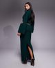Wanderdoll Wanderdoll Exclusive Mabel deep fold-over waistband maxi skirt in forest green - part of a set-Black - 4