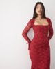 Wanderdoll Wanderdoll Juliette lace square neck flare sleeve maxi dress in wine-RED - 2