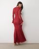 Wanderdoll Wanderdoll Juliette lace square neck flare sleeve maxi dress in wine-RED - 3