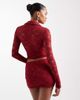 Wanderdoll Wanderdoll Lacie lace mini skirt in wine - part of a set-Red - 4