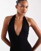 Wanderdoll Wanderdoll Phe sculpting second skin halterneck plunge bodycon maxi dress in black-Red - 3