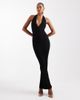 Wanderdoll Wanderdoll Phe sculpting second skin halterneck plunge bodycon maxi dress in black-Red - 4