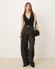 Wanderdoll Wanderdoll Tate sculpting second skin plunge neck ruched detail sleeveless bodysuit in black - 4