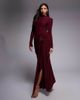 Wanderdoll Wanderdoll triple layered mesh metal hardware gathered waist detail maxi skirt in burgundy - part of a set-Purple - 1