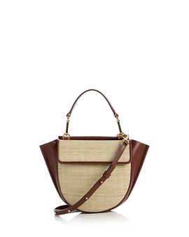 Wandler Wandler Hortensia Mini Raffia & Leather Top Handle Bag