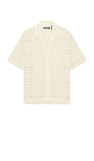 WAO WAO Floral Crochet Camp Shirt