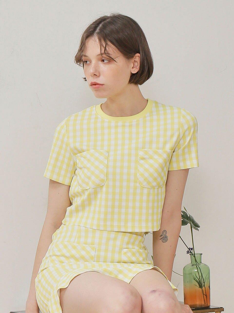 WARDROBE Check Pocket T-Shirt Yellow
