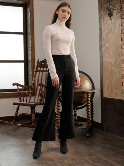 WARDROBE Slit Bootcut Trousers Black