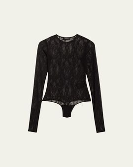 WARDROBE.NYC Lace Long-Sleeve Bodysuit