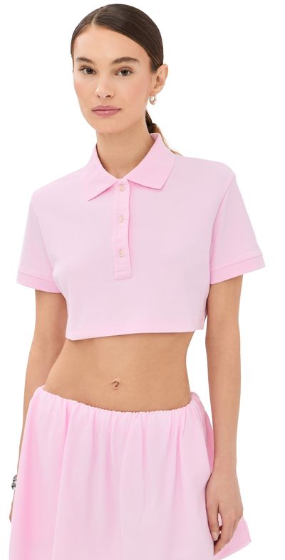 WARDROBE.NYC WARDROBE. NYC Cropped Polo Top Baby Pink