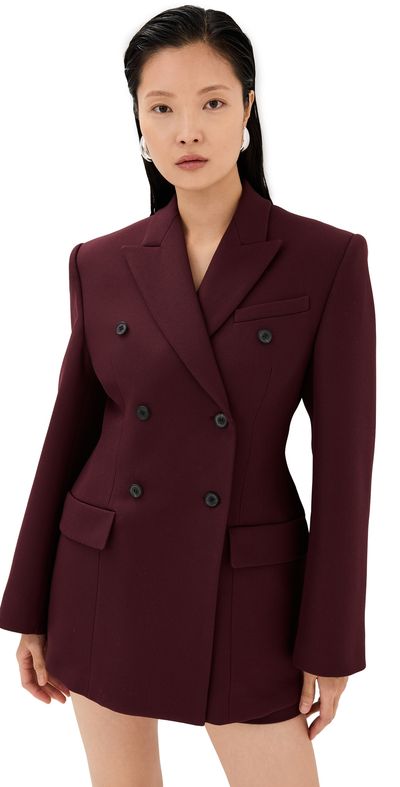 WARDROBE.NYC WARDROBE. NYC Double Breasted Contour Blazer Oxblood S