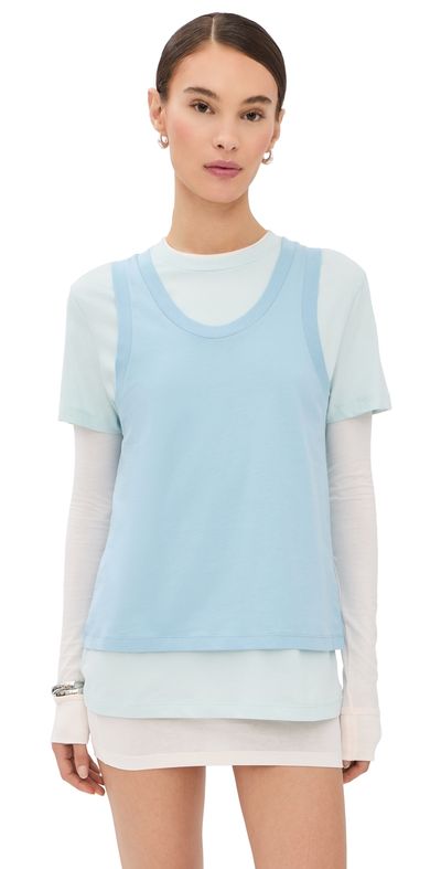 WARDROBE.NYC WARDROBE. NYC Layered Tee Mini Dress Dove/Vapor/Powder