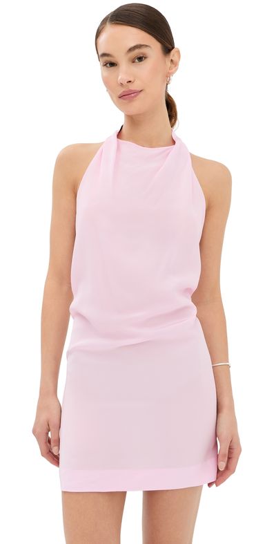 WARDROBE.NYC WARDROBE. NYC Liquid Halter Mini Dress Baby Pink