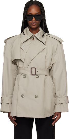 WARDROBE.NYC WARDROBE.NYC Taupe Clean Mini Trench Coat