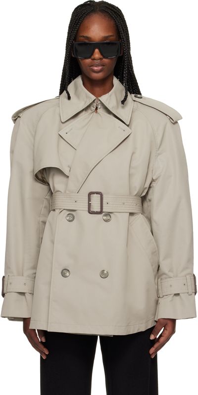 WARDROBE.NYC WARDROBE.NYC Taupe Clean Mini Trench Coat