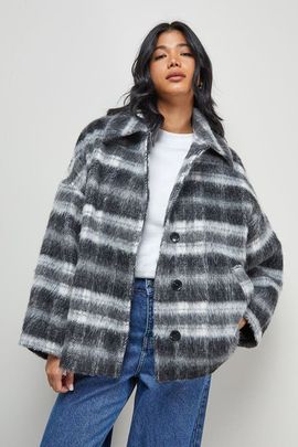 Warehouse Warehouse Check Oversized Short Car Coat