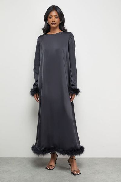 warehouse midi dress Warehouse Women's Cotton Shirred Square Neck Midi Dress in Black