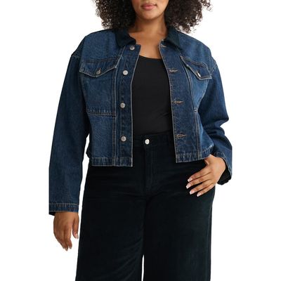 WARP+WEFT WARP+WEFT AVL Crop Denim Jacket with Corduroy Collar