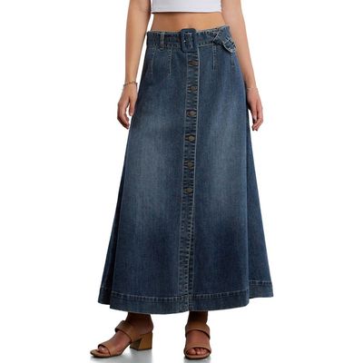 Wash Lab Denim Wash Lab Denim Bronte Belted Button Front Maxi Skirt