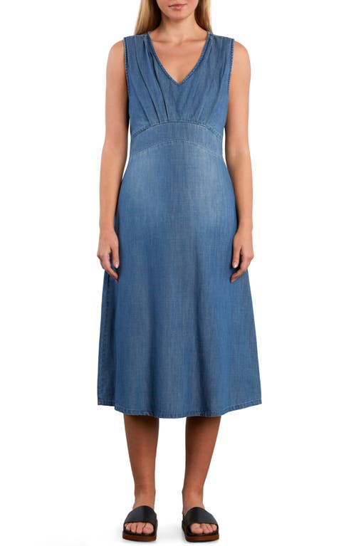 wash lab denim midi dress Women's Weekend Denim Midi Dress with Tie Waist Wash Lab washlabshop