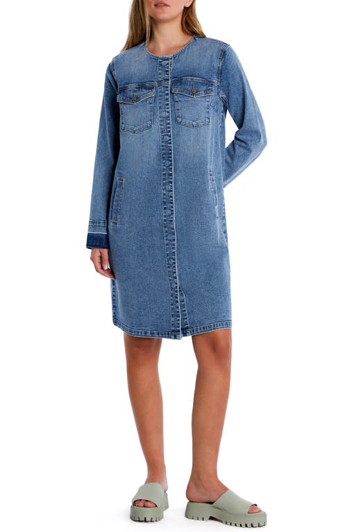 k lab denim dress Perfect Pleats Denim Dress - Midi V-Neck Button Front