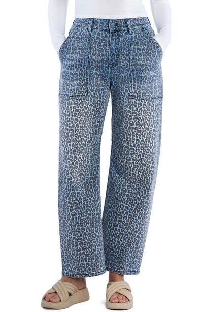 Wash Lab Denim Wash Lab Denim High Waist Animal Print Barrel Leg Jeans