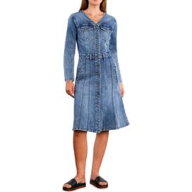 Wash Lab Denim - Long Sleeve Denim Midi Dress in Blue at Nordstrom