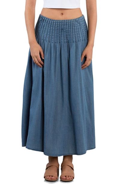 Wash Lab Denim Wash Lab Denim Pintuck Denim Maxi Skirt