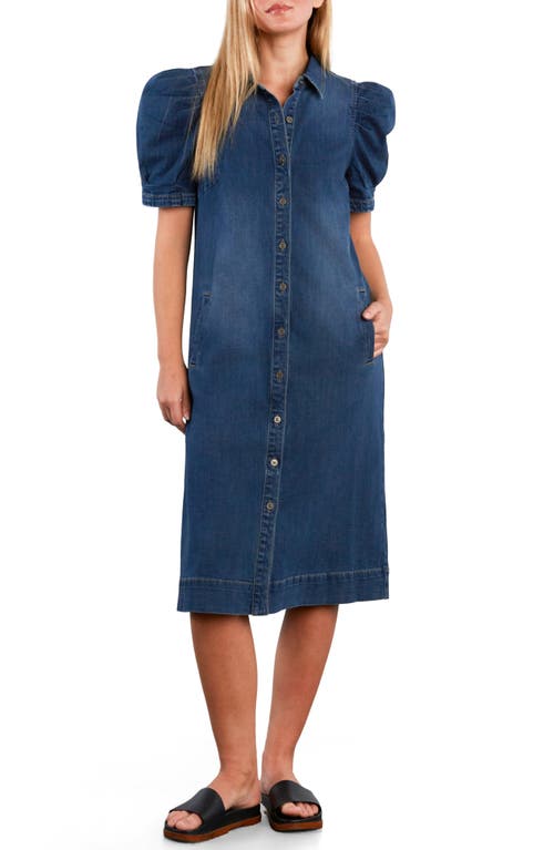 Wash Lab Denim Wash Lab Denim Puff Sleeve Stretch Denim Midi Dress