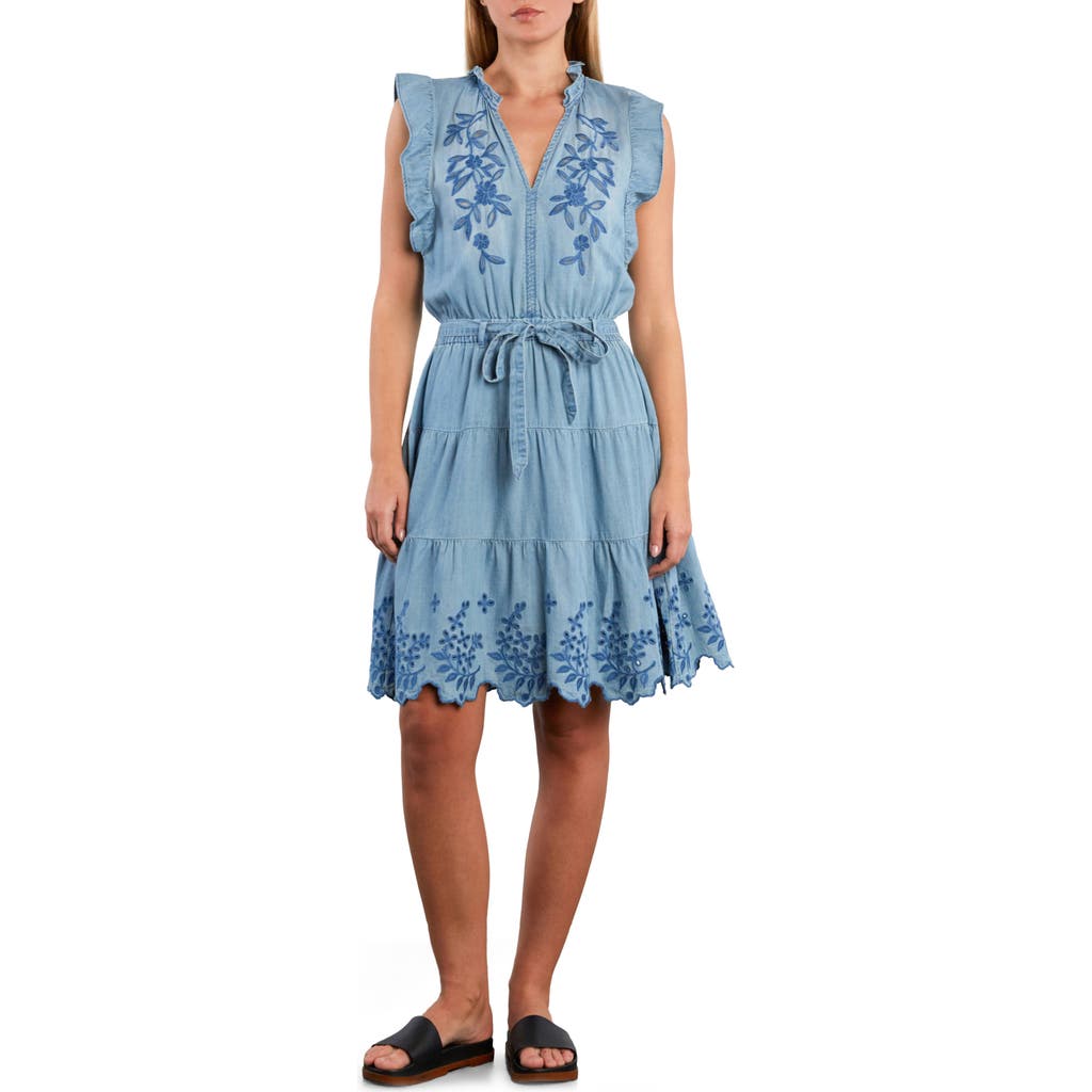 Wash Lab Denim Wash Lab Denim Rose Eyelet Embroidered Denim Dress