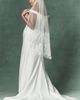 Watters 3D Floral Trim Fingertip Veil - 2