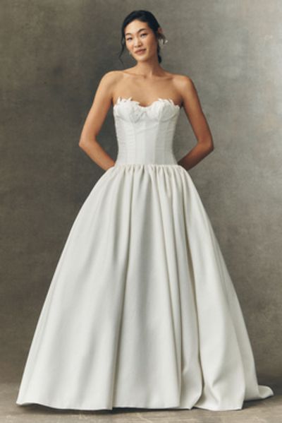 green emerald velvet dress Miss Circle Women Umay White Drop Waist Satin Corset Bridal Gown