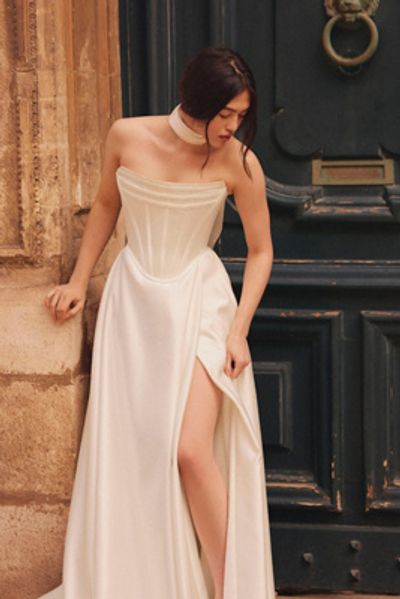 long white dress simple Nataly Ruched Maxi Dress