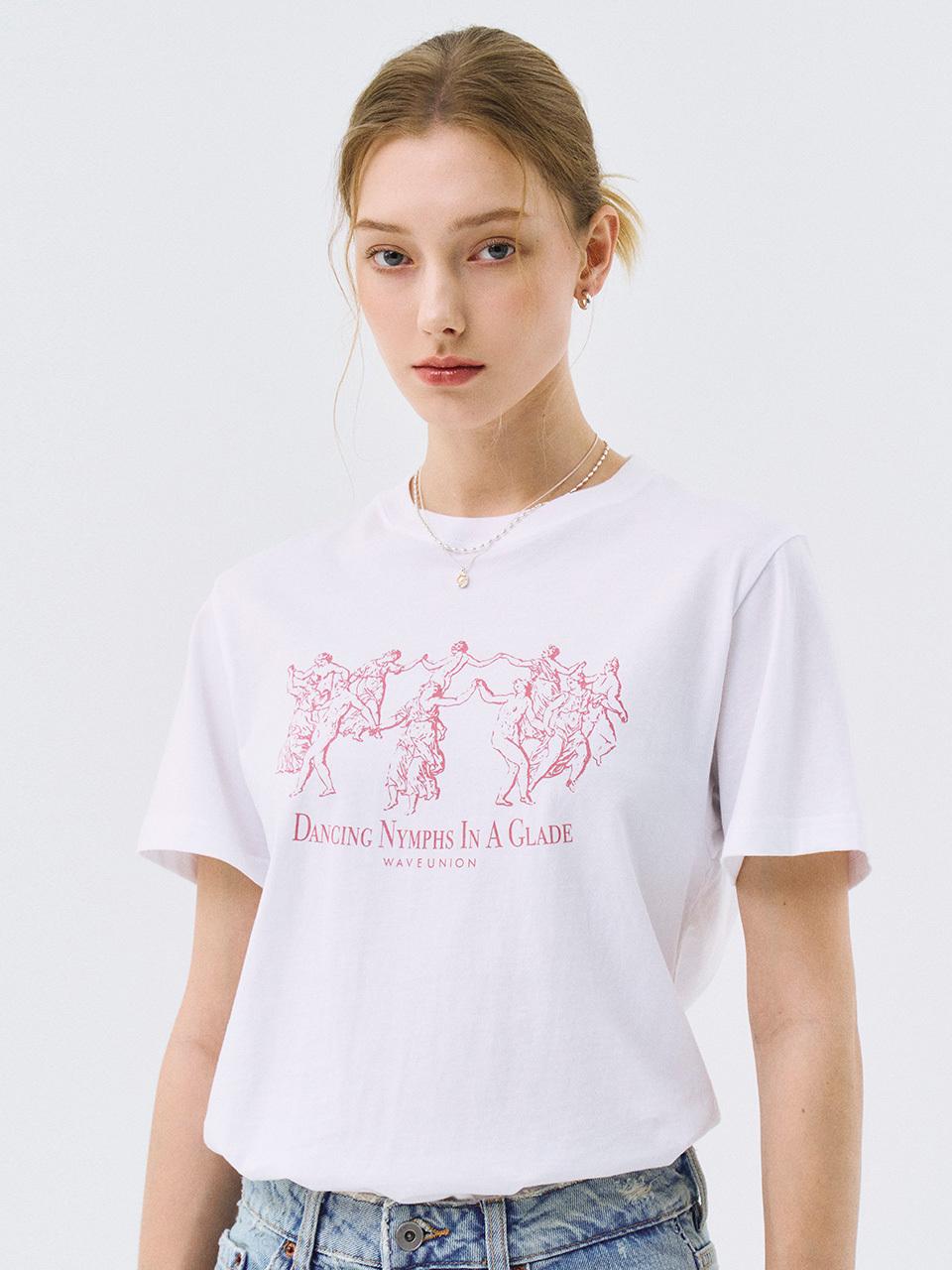Wave Union Dancing Nymphs T-shirt [white pink]
