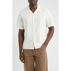 Wax London Wax London Didcot Tonal Dobby Stripe Camp Shirt