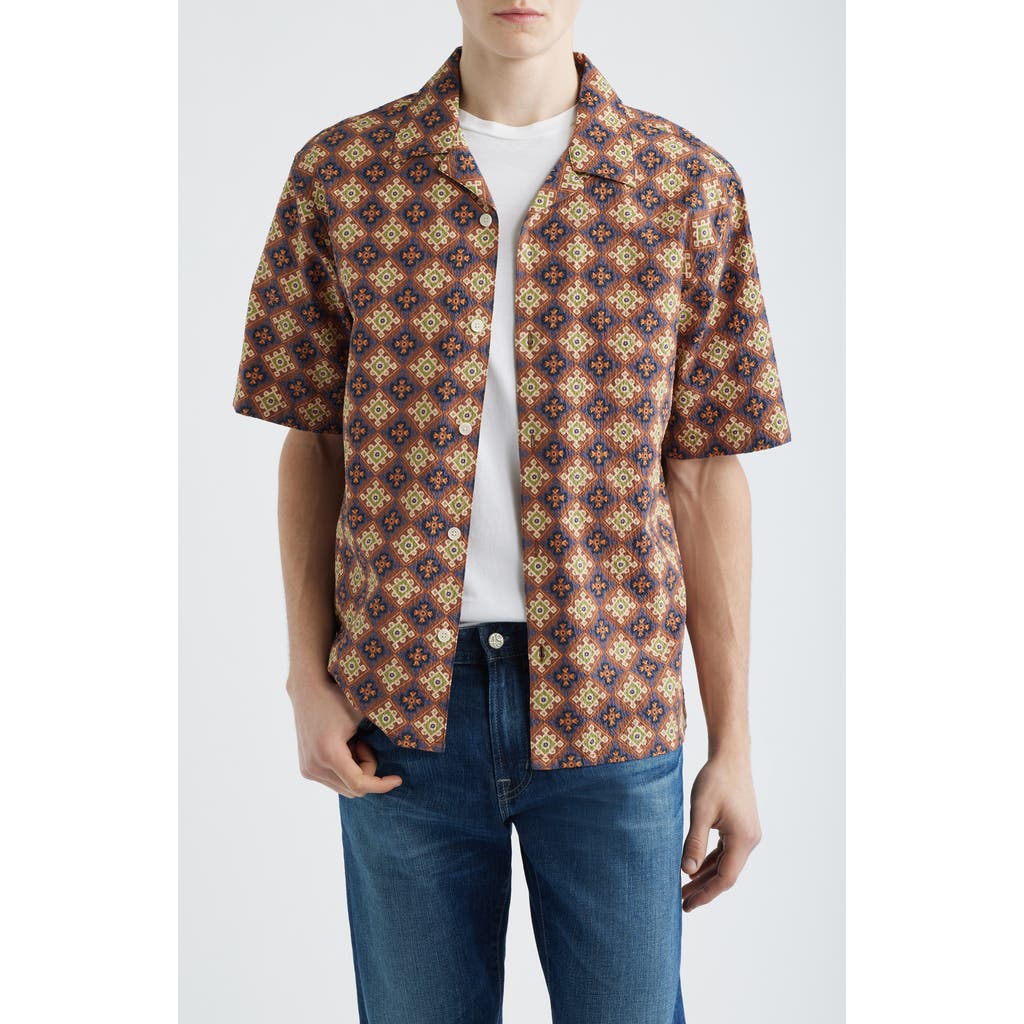 Wax London Wax London Didicot Cotton Seersucker Camp Shirt