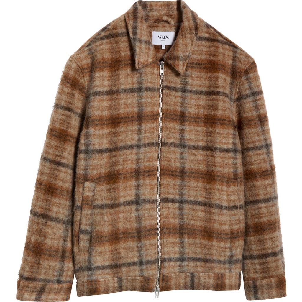 Wax London Wax London Heath Plaid Brushed Wool Blend Zip Jacket